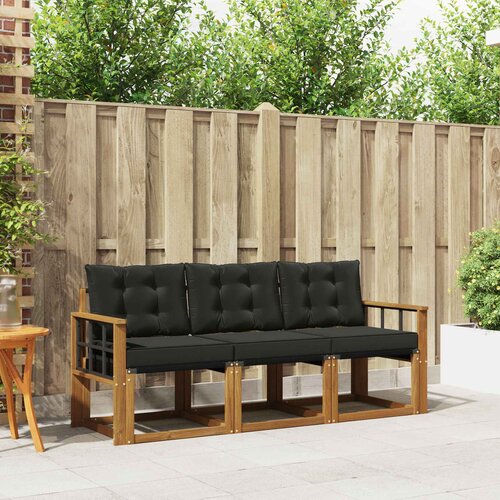  Set vanjskih sofa 3 kom. Prirodna i crna Cene