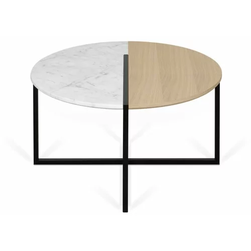 TemaHome Kavna mizica s ploščo iz hrastovega lesa in marmorja Sonata, ø 80 cm