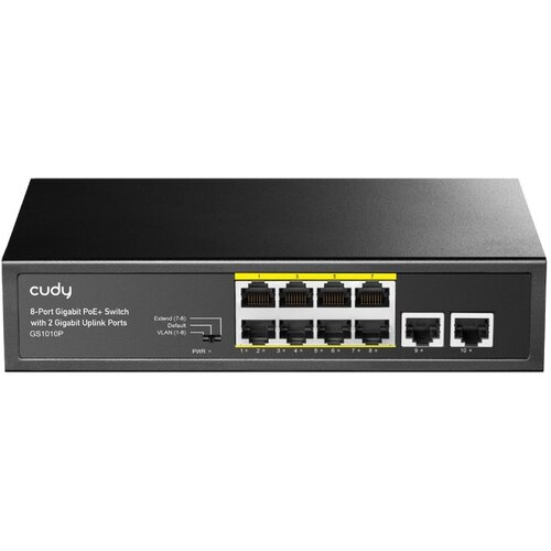 Cudy GS1010P network switch Gigabit Ethernet (10 /100 /1000) Power over Ethernet (PoE) Desktop /Wall-Mounting Black Slike