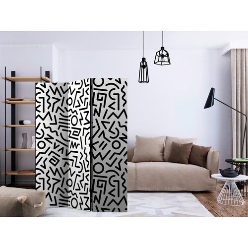 Artgeist Paravan Black And White Maze, 3-Delni, Dvostranski Slike