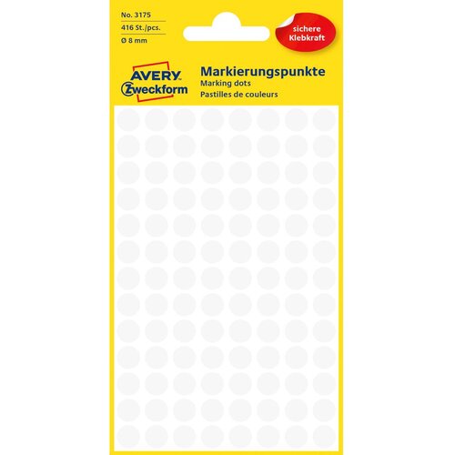 Avery Zweckform naljepnice točke bijele 8mm Slike