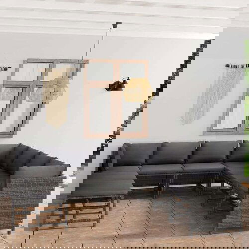 Poli 9-dijelna vrtna garnitura od poliratana s jastucima siva Cijene