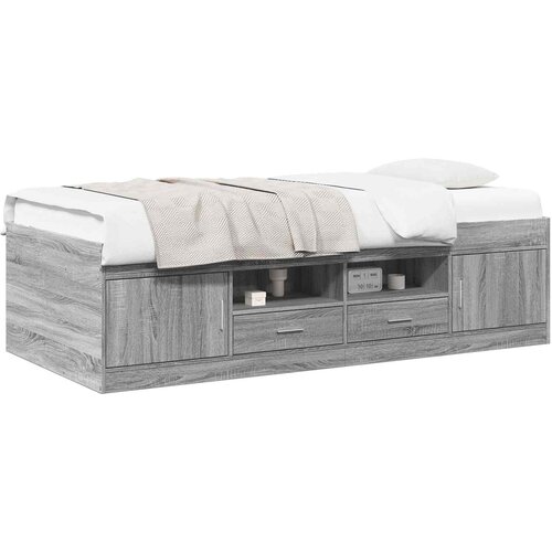  Okvir kreveta s pohranom s ladicama Siva Sonoma 80 x 200 cm Slike