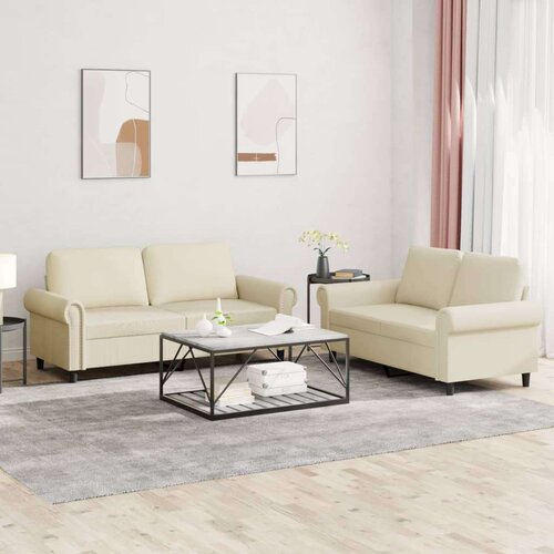  2-dijelni set sofa s jastucima krem od umjetne kože Slike