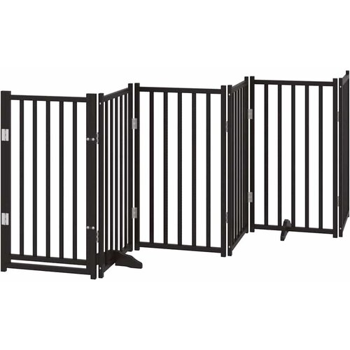  Vrata za pse s vrata&amp;scaron;cima 12 panela sklopiva 600 cm drvo topole Crna 50 x 90 x 2 cm Slike