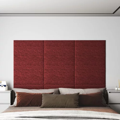  Zidne ploče od tkanine 12 kom crvene 60 x 30 cm 2,16 m²