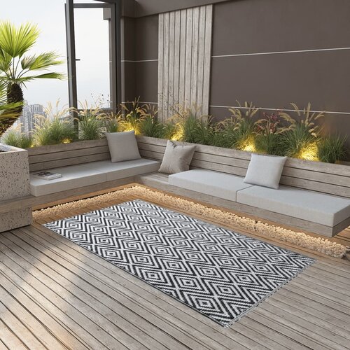 vidaXL Zunanja preproga bela in črna 160x230 cm PP Cene