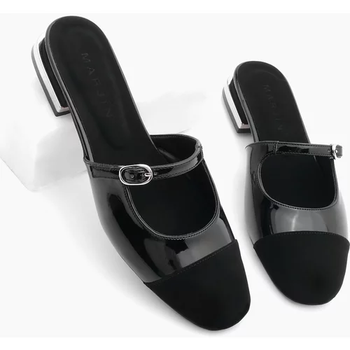 Marjin Women's Closed Heeled Slippers Tosya Black Patent Leather