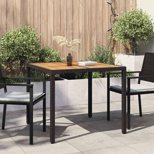  Vrtnja jedilna miza Črna 90 x 90 x 75 cm Poly ratan, (5000043386) Slike
