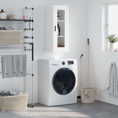 VidaXL Stenska omarica visok sijaj bela 34,5x34x90 cm Slike