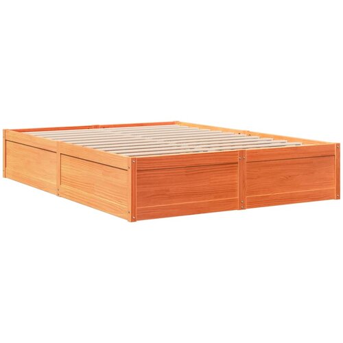 VidaXL Posteljni okvir vo&amp;scaron;čeno rjav 150x200 cm trdna borovina, (21228700) Slike