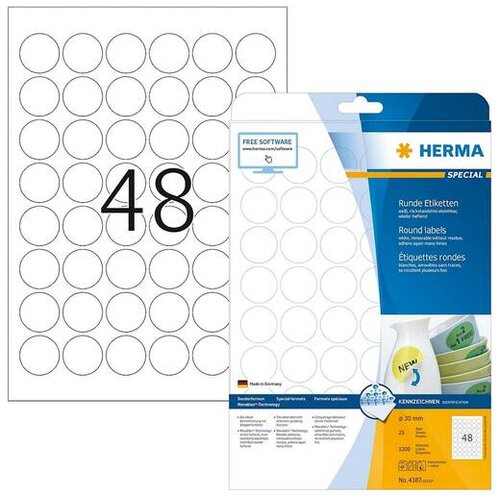Herma Round Labels 30mm white 25 Sheets 1200 pcs. 4387 Cijene