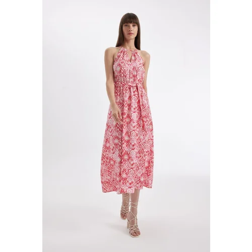 Defacto Barbell Neck Patterned Sleeveless Maxi Dress