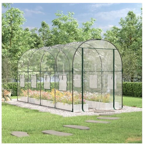 Staklenik prozirni 160x400x190 cm PVC i čelik obložen prahom Slike