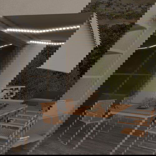 vidaXL ročno zložljiva tenda s senčilom led 4x3 m krem Cene