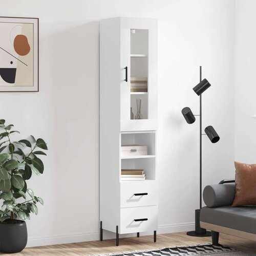  Visoka komoda bijeli 34 5x34x180 cm od konstruiranog drva Slike