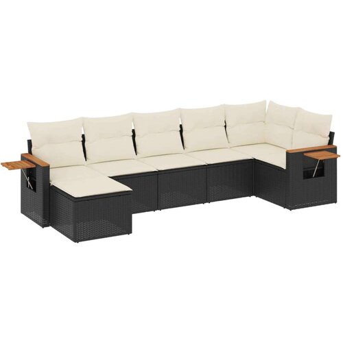 VidaXL 7-dijelni set vrtnih sofa od poliratana s jastucima crni Slike