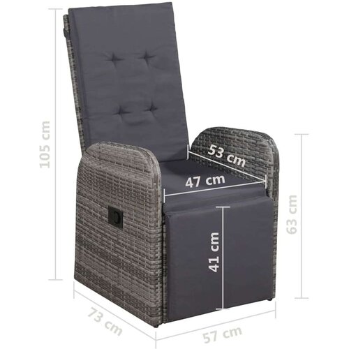 Poli 3-dijelni bistro set od poliratana s jastucima sivi Slike
