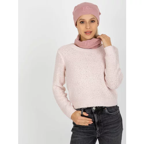 Fashion Hunters Light pink knitted cap and chimney