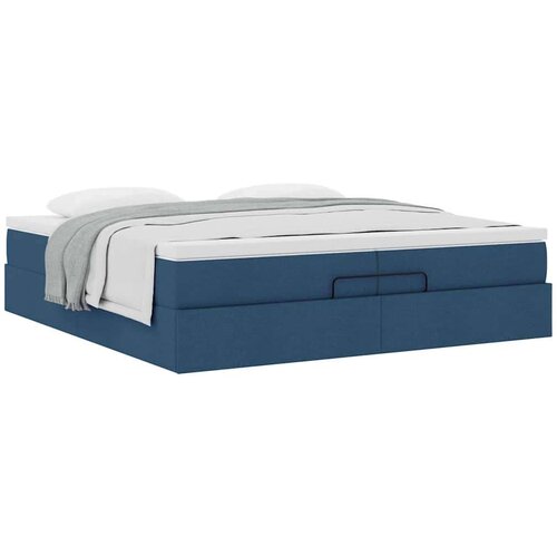 Otomanski okvir kreveta s madracima plavi 200x200cm tkanine Slike