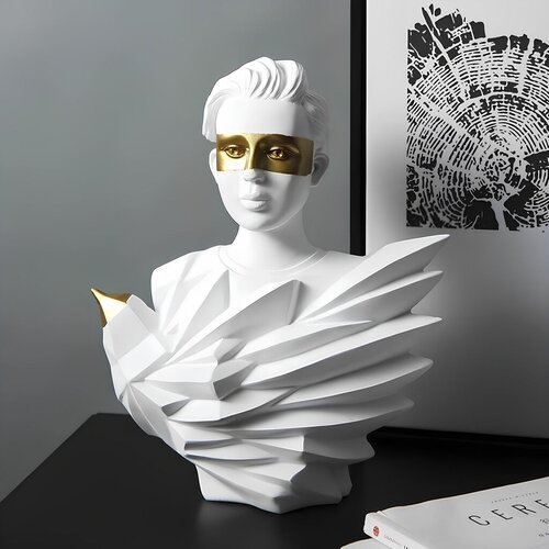 Aberto Design dekorativna figura CY0322, 31x25x11 cm, belo-zlatna boja Cene