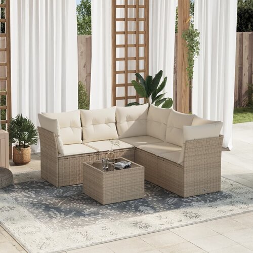 VidaXL 6-dijelni set vrtnih sofa s jastucima bež od poliratana Slike