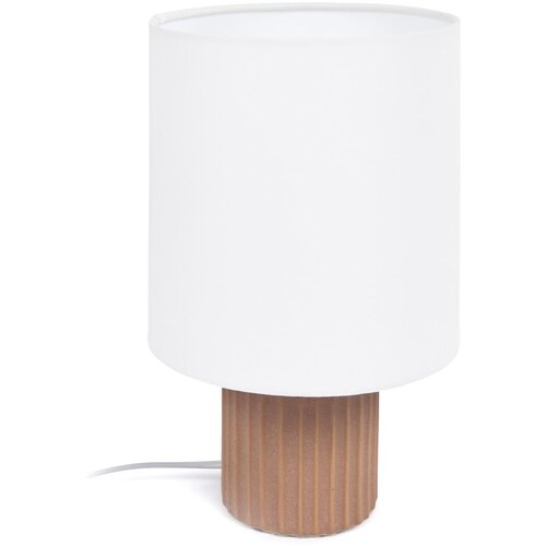 Kave Home Stolna lampa s tekstilnim sjenilom u bijeloj prirodnoj boji (visina 28 cm) Eshe - Cijene
