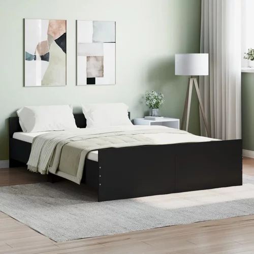 vidaXL Okvir kreveta uzglavlje i podnožje crni 140x190 cm