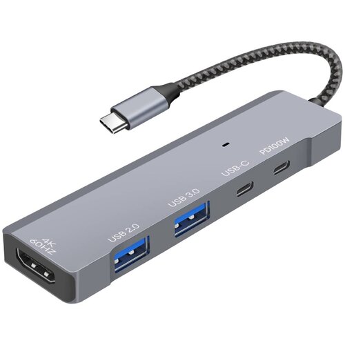 LINQ 5-v-1 multiport USB-C hub HDMI 4K 60Hz USB in PD polnjenje 100W, Siva, (5000220162) Cene