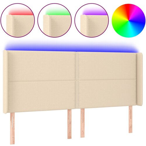  LED uzglavlje krem 183 x 16 x 118/128 cm od tkanine Slike