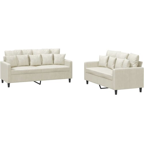 Maison Chic Sedežna garnitura - kavč 2-delna z blazinami krem žamet, (21728705) Cene