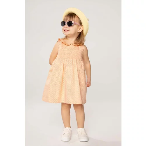 Coccodrillo Pamučna haljina za bebe boja: narančasta, mini, širi se prema dolje