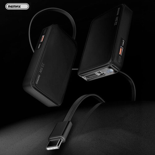 Remax Power bank prenosiva baterija FCP-25 Fast Charging 22.5W(teleskopski kabl) Type-C 10000mAh crni Cene