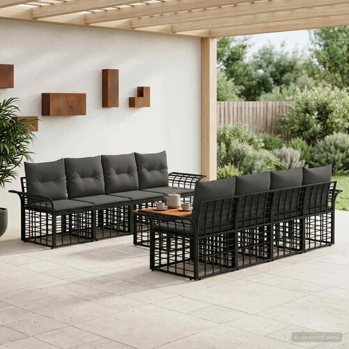  Set vanjskih sofa 9 kom. Crna i tamno siva poliratan Cijene