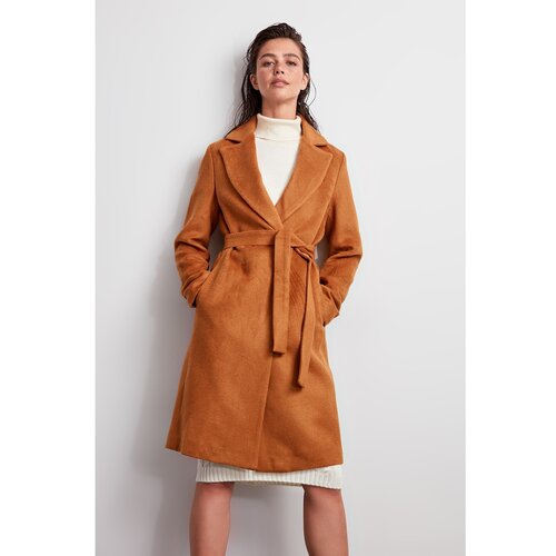 Trendyol Camel Belted Wool Cachet Coat Slike
