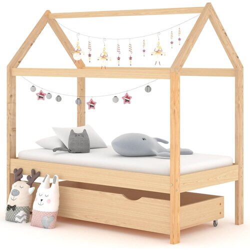 The Living Store Otroški posteljni okvir s predalom trdna borovina 70x140 cm - Otroški Posteljni Okvir, (21438923) Cene