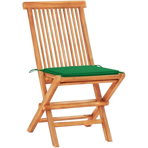  3-dijelni bistro set sa zelenim jastucima od masivne tikovine Slike