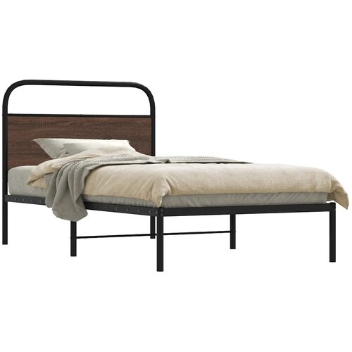 vidaXL Posteljni okvir brez vzmetnice 100x200 cm rjav hrast inž. les Cene