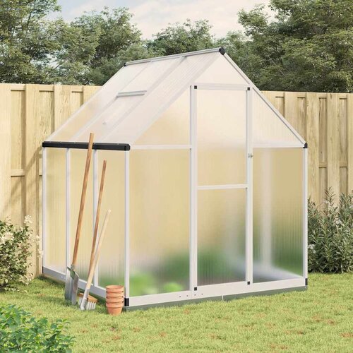 VidaXL Rastlinjak z okvirjem srebrn 169x169x202 cm aluminij Slike