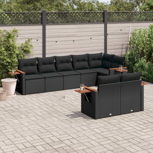 vidaXL 8-dijelni set vrtnih sofa od poliratana s jastucima crni Cijene