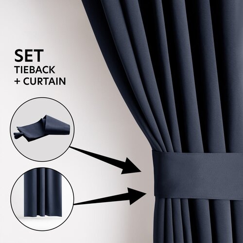 Restilo Temno modra zatemnitvena zavesa 140x270 cm &amp;ndash; Slike
