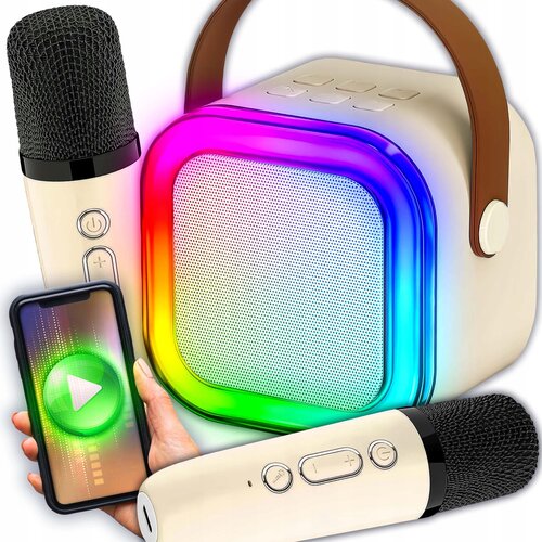  Aku. 1200mAh karaoke zvočnik Bluetooth 5.3 2x mikrofon LED RGB Cene