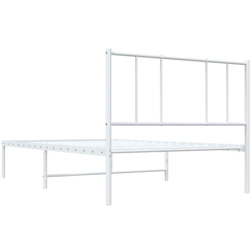  Metalni okvir krevet bez madraca s uzglavljem bijeli 75x190 cm Slike
