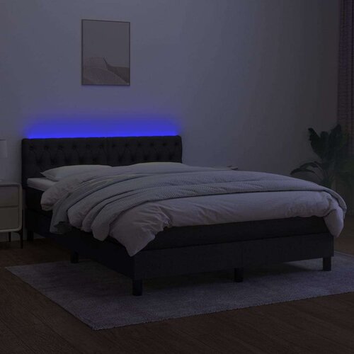  Krevet box spring s madracem LED crni 140x200 cm od tkanine Slike