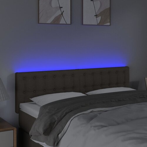  LED uzglavlje smeđesivo 144x5x78/88 cm od tkanine Slike