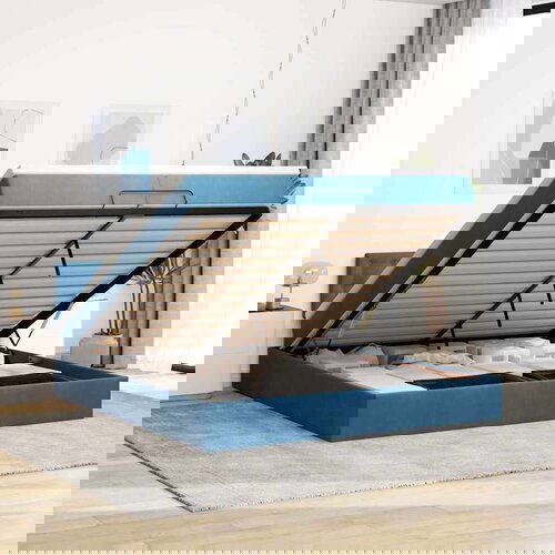 Otomanski okvir kreveta s madracima plavi 200x200cm baršunasti Cijene