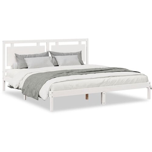 Maison Chic Dalj&amp;scaron;i Posteljni okvir - Dvoposteljna postelja - Zakonska postelja brez vzmetnice bel 180x220 cm trden les, (21697130) Slike