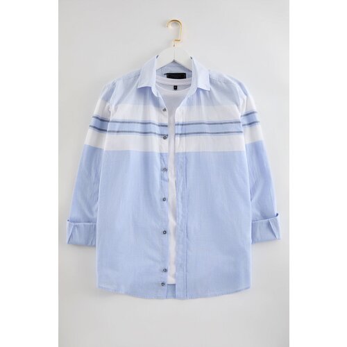 Trendyol Blue Slim Fit Striped Woven Shirt Slike