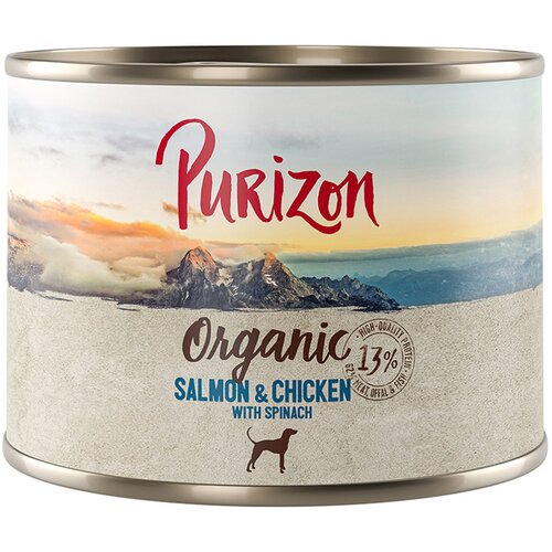 Purizon Organic 6 x 200 g - Losos in pi&amp;scaron;čanec s &amp;scaron;pinačo Slike