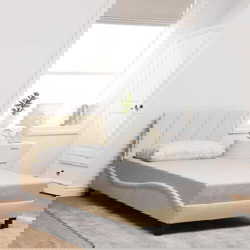  Okvir za krevet bez madraca krem 90x190cm od tkanine - Krema 90 x 190 cm Slike